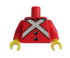Torso Royal Guard Uniform with Black Buttons and White Crossed Belts Pattern / Red Arms / Yellow Hands