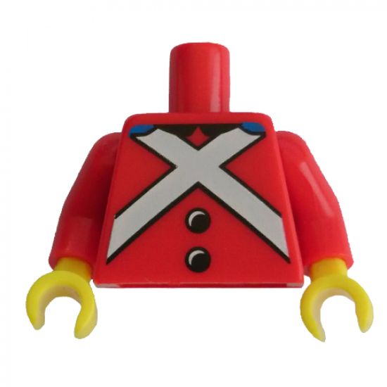 Torso Royal Guard Uniform with Black Buttons and White Crossed Belts Pattern / Red Arms / Yellow Hands