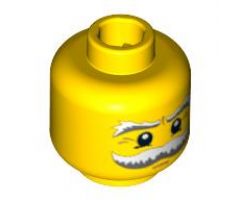 Minifigure, Head Moustache and Eyebrows White and Gray Bushy, White Pupils and Crow's Feet Pattern - Blocked Open Stud