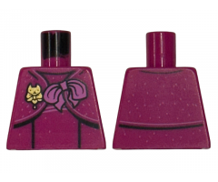 Torso Harry Potter Female, Blouse with Back Lines, Dark Pink Bow with Gold Brooch Pattern