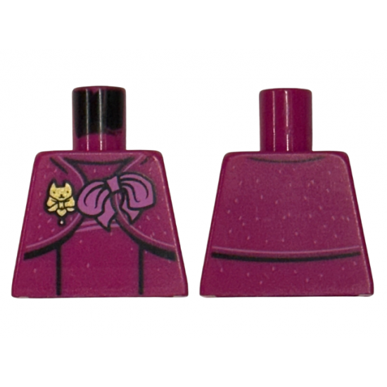 Torso Harry Potter Female, Blouse with Back Lines, Dark Pink Bow with Gold Brooch Pattern