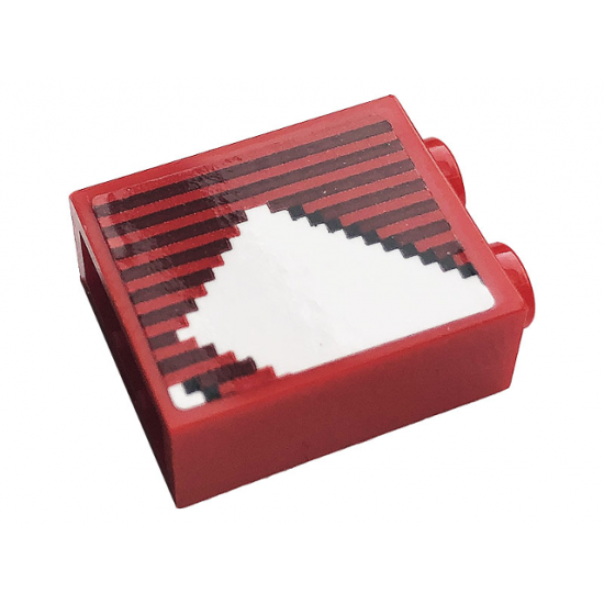 Brick 1 x 2 x 2 with Inside Stud Holder with Gray Stripes and White Stripe Pattern (Sticker) - 10272