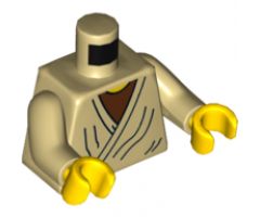 Torso SW Layered Shirt Old Obi-Wan Yellow Neck with '20 YEARS LEGO STAR WARS' on Back Pattern / Tan Arms / Yellow Hands