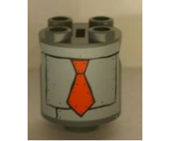 Brick, Round 2 x 2 x 2 Robot Body with Red Tie and Panels Pattern (Sticker) - Set 4981