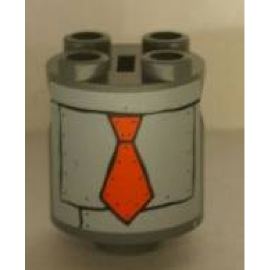 Brick, Round 2 x 2 x 2 Robot Body with Red Tie and Panels Pattern (Sticker) - Set 4981