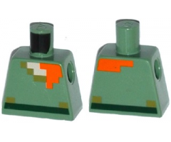 Torso Pixelated Light Nougat, Dark Tan and Orange Neck, Dark Green Belt Pattern (Minecraft)