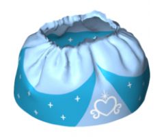 Duplo, Figure Wear & Utensil Cloth Skirt Satin Layered with Bright Light Blue Peplum, White Heart and Stars Pattern