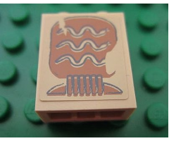 Brick 1 x 2 x 2 with Inside Stud Holder with Hieroglyphs, 3 Snakes on Minifigure Head Pattern (Sticker) - Set 7325