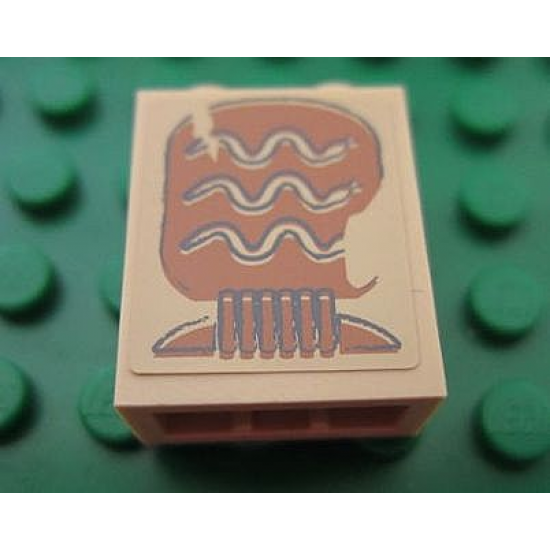 Brick 1 x 2 x 2 with Inside Stud Holder with Hieroglyphs, 3 Snakes on Minifigure Head Pattern (Sticker) - Set 7325