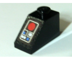 Slope 45 2 x 1 with Blue and White Buttons and Large Red Circle Pattern (Sticker) - Set 10188