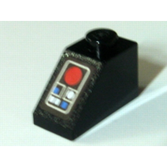 Slope 45 2 x 1 with Blue and White Buttons and Large Red Circle Pattern (Sticker) - Set 10188