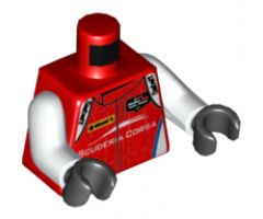 Torso Speed Champions with 'Sabelt' Logo on Shoulders and 'SCUDERIA CORSA' Logo on Front and Back Pattern / White Arms / Black Hands