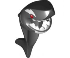 Minifigure, Headgear Mask Shark Head, Tail and Fin with Red Eyes, White Orca Marks and Teeth Pattern