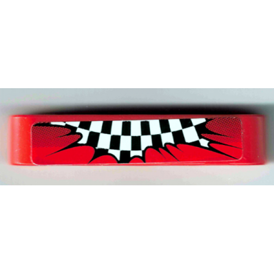 Technic, Liftarm 1 x 5 Thick with Black and White Checkered Flag Explosion on Red Background Pattern (Sticker) - Set 8242