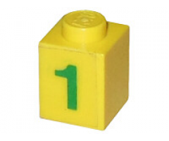 Brick 1 x 1 with Green Number 1 Pattern (Sticker) - Set 7740