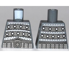 Torso Silver and Gold Armor on Front and Back, Wide Belt with Round Buckle Pattern
