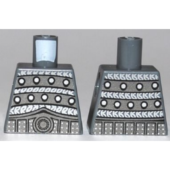 Torso Silver and Gold Armor on Front and Back, Wide Belt with Round Buckle Pattern