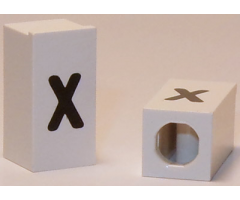 Tile, Modified 1 x 2 x 5/6 with Stud Hole in End and Black 'x' Lower Case Pattern