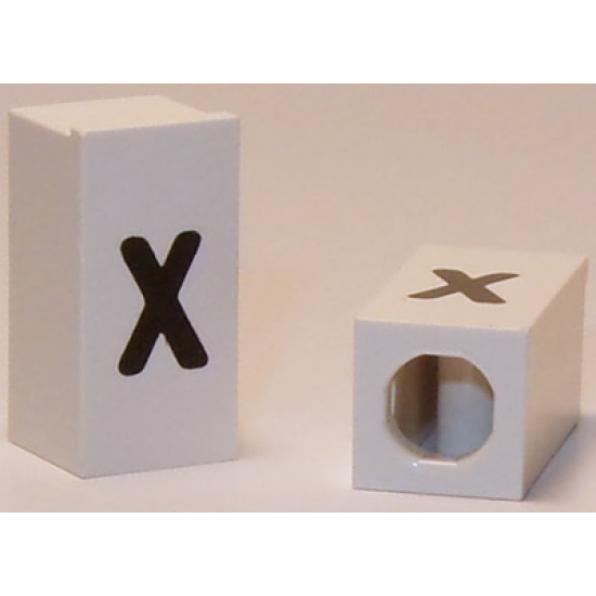 Tile, Modified 1 x 2 x 5/6 with Stud Hole in End and Black 'x' Lower Case Pattern