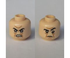 Minifigure, Head Dual Sided Black Eyebrows, Eyes with Pupils, Wrinkles, Open Mouth / Closed Mouth Angry Pattern (Severus Snape Boggart) - Hollow Stud