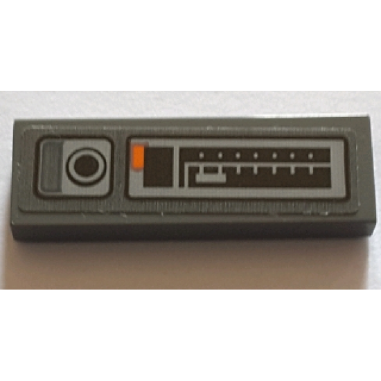 Tile 1 x 3 with Control Panel and Black Button Pattern Model Right Side (Sticker) - Set 75144