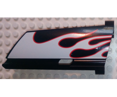 Technic, Panel Fairing #20 Large Long, Small Hole, Side A with White Flames with Red Border Pattern (Sticker) - Set 8682