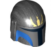 Minifigure, Headgear Helmet with Holes, SW Mandalorian with Light Lime Trident Pattern