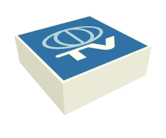Tile 1 x 1 with TV Globe Logo Pattern
