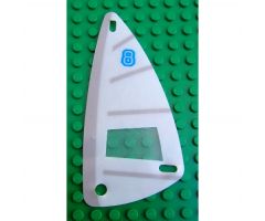 Plastic Triangle 6 x 12 Sail with Blue 8, Horizontal Gray Stripes, Vertical Gray Stripe Pattern