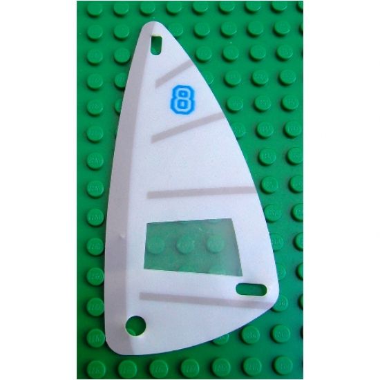 Plastic Triangle 6 x 12 Sail with Blue 8, Horizontal Gray Stripes, Vertical Gray Stripe Pattern