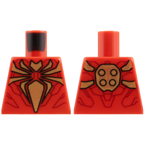 Torso Spider-Man Muscles Outline with Black Outlined Gold Spider Pattern (Iron Spider)