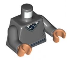 Torso Sweater with White Shirt, Dark Blue and Light Bluish Gray Tie and Trim (Ravenclaw) Pattern 2 / Dark Bluish Gray Arms / Nougat Hands