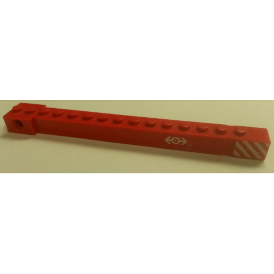 Crane Arm Outside, Wide with End Notch with Red and White Danger Stripes and White Train Logo Pattern on Both Sides (Stickers) - Set 4549