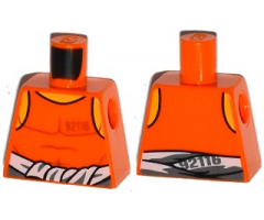 Torso Town Prisoner Number 92116, Orange Tank Top with White Shirt Tied Around Waist Pattern