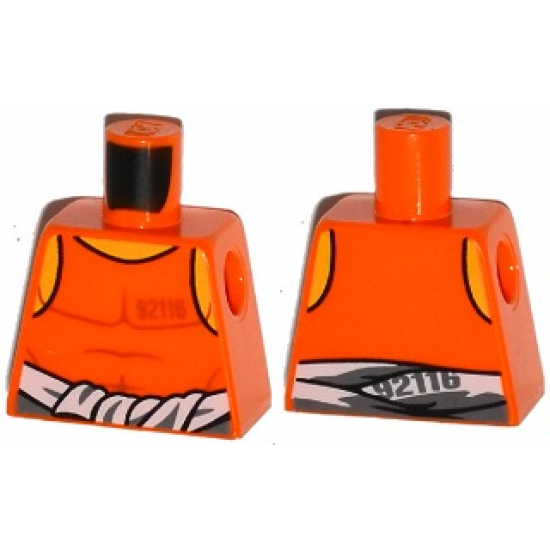Torso Town Prisoner Number 92116, Orange Tank Top with White Shirt Tied Around Waist Pattern