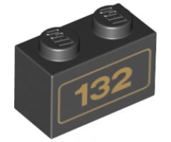 Brick 1 x 2 with Gold '132' Pattern