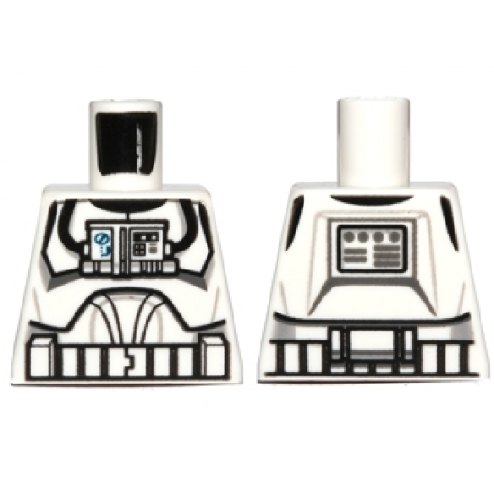 Torso SW Armor Clone Pilot (Clone Wars) with Blue Controls on Front Panel Pattern