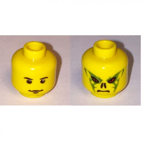 Minifigure, Head Dual Sided HP Quirrell / Voldemort Pattern - Blocked Open Stud