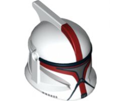 Minifigure, Headgear Helmet SW Clone Trooper with Holes, Dark Red Markings and Silver Visor Pattern (Clone Trooper Captain)