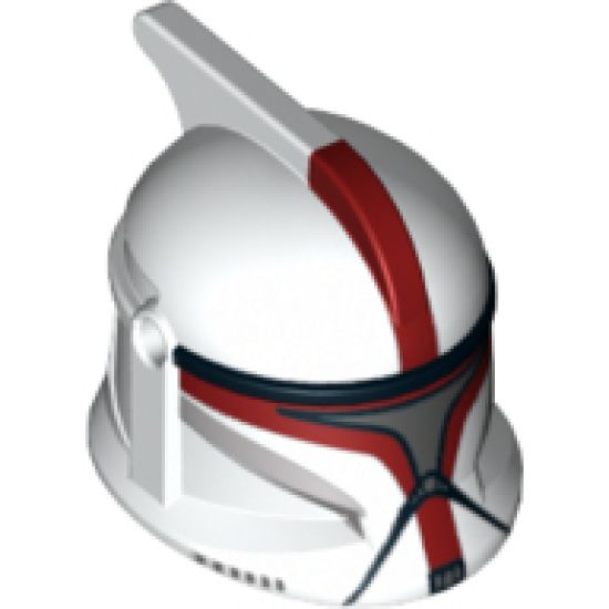 Minifigure, Headgear Helmet SW Clone Trooper with Holes, Dark Red Markings and Silver Visor Pattern (Clone Trooper Captain)
