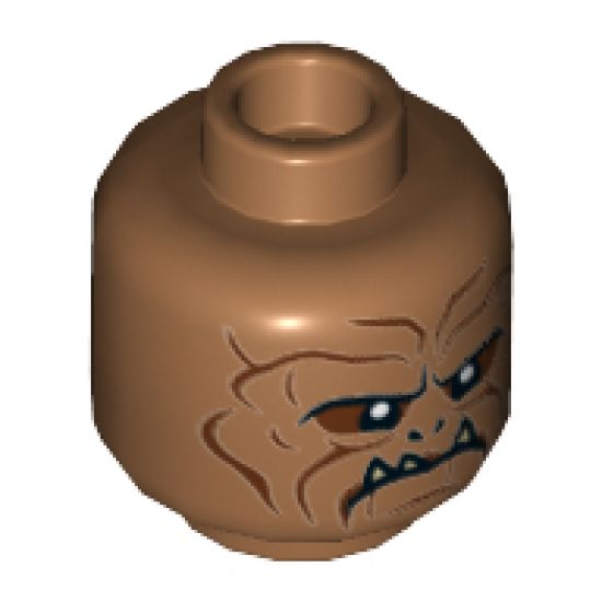 Minifigure, Head Alien with SW Klatooinian Raider Pattern - Hollow Stud