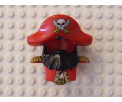 Duplo, Figure Wear & Utensil Clothing Head Cover, Shirt with Black Beard and Red Hat with Skull and 2 Sabers Pattern