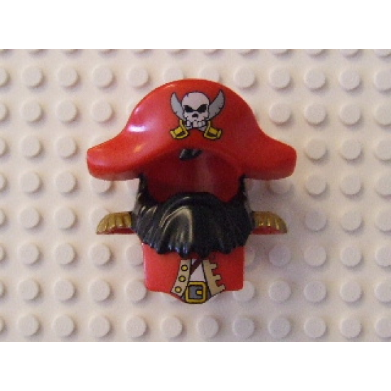 Duplo, Figure Wear & Utensil Clothing Head Cover, Shirt with Black Beard and Red Hat with Skull and 2 Sabers Pattern