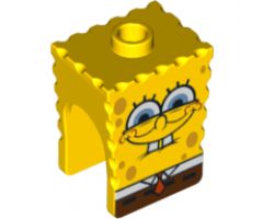 Minifigure, Head, Modified SpongeBob SquarePants with Half-Open Eyes Pattern