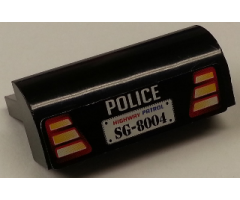 Slope, Curved 2 x 4 x 1 1/3 with Four Recessed Studs with 'POLICE', Taillights and Highway Patrol 'SG-8004' License Plate Pattern (Sticker) - Set 8665