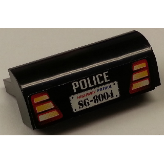 Slope, Curved 2 x 4 x 1 1/3 with Four Recessed Studs with 'POLICE', Taillights and Highway Patrol 'SG-8004' License Plate Pattern (Sticker) - Set 8665