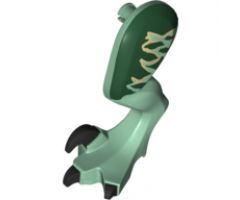 Animal, Body Part Dinosaur Leg Large (Rear) Raptor Left with Pin, Black Claws and Tan Stripes over Dark Green Pattern