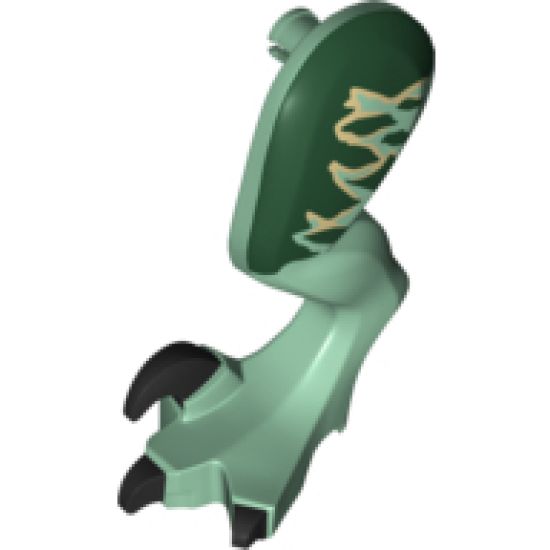 Animal, Body Part Dinosaur Leg Large (Rear) Raptor Left with Pin, Black Claws and Tan Stripes over Dark Green Pattern