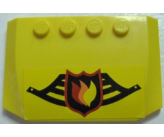 Wedge 4 x 6 x 2/3 Triple Curved with Fire Logo Badge on Black Fire Helmet Pattern (Sticker) - Set 7891