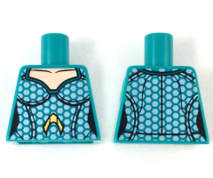 Torso Female Light Nougat Neck, Silver Hexagonal Scales, Gold Atlantis Logo Pattern